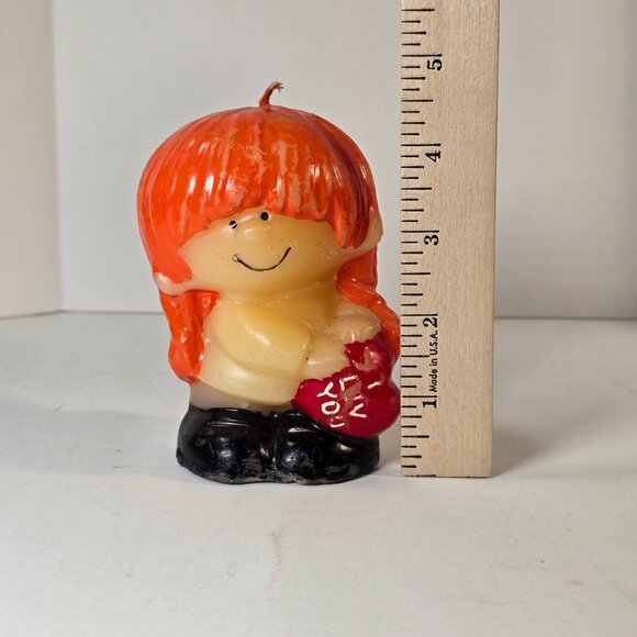 Vintage Figural Candle I Luv You Heart Redhead Retro Valentine Novelty 1970 80s - Picture 7 of 7